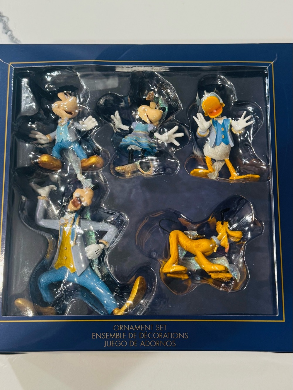 Disney Blue & Gold Holiday Ornament Set - 5-Piece Character Collection